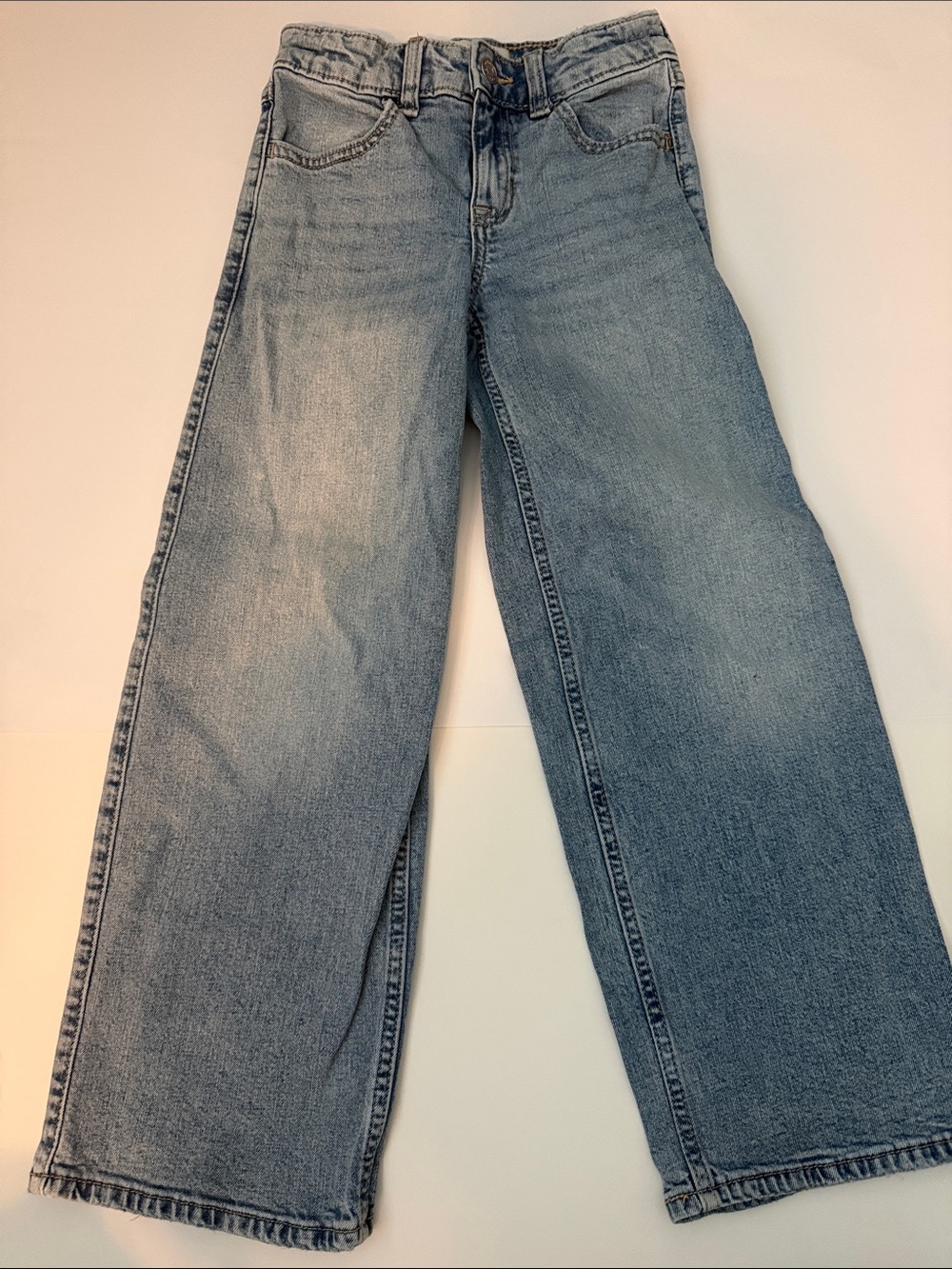 abercrombie kids faded blue wide leg jeans